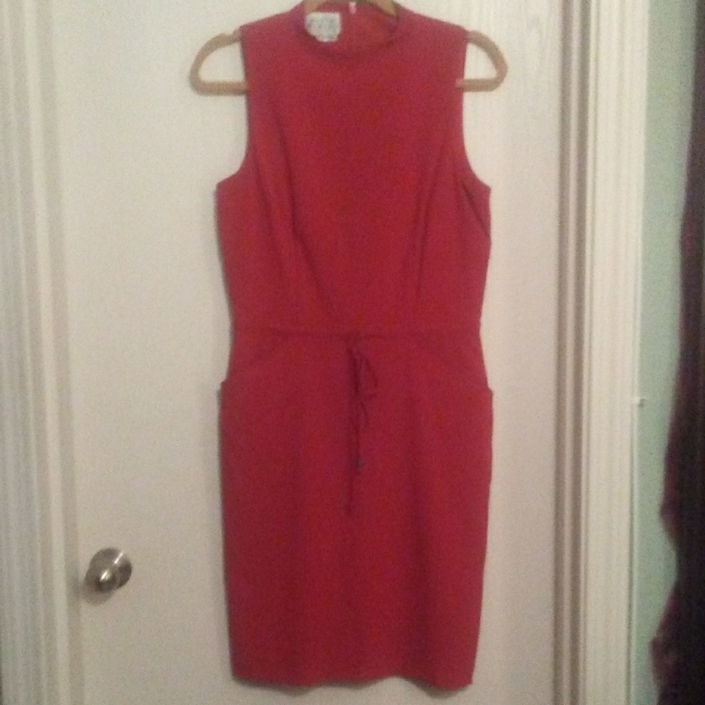 Burnt orange straight line drawstring dress